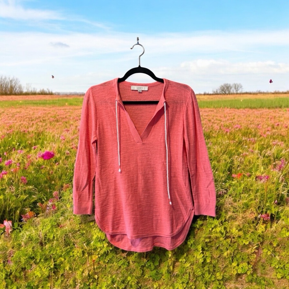 Ann Taylor LOFT Bright Coral Knit Top